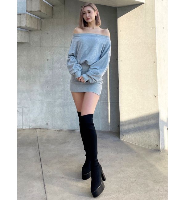 GYDA「GDドッキングオフショルスウェットワンピース」|ワンピース|
