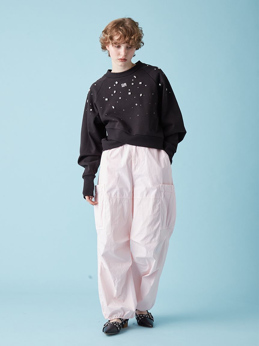FURFUR「ビジュー付きロゴ刺繍スウェット」|スウェット・ジャージ|