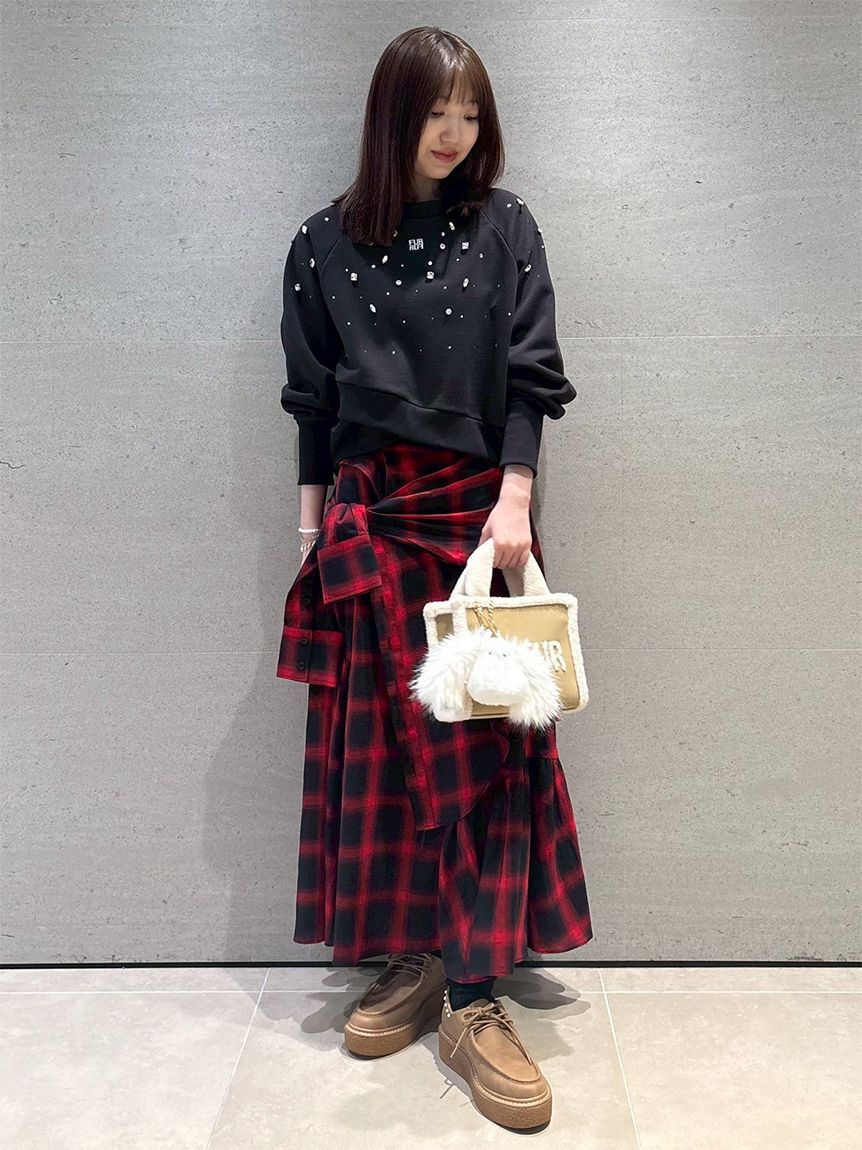 FURFUR「ビジュー付きロゴ刺繍スウェット」|スウェット・ジャージ|