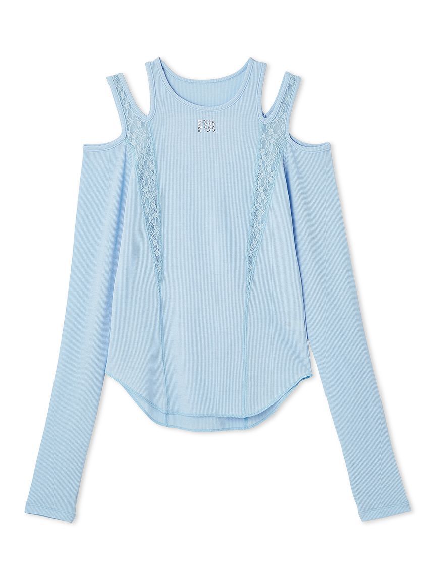 FURFUR「レースコンビ変形ネックカットプルオーバー」|Tシャツ・カットソー|