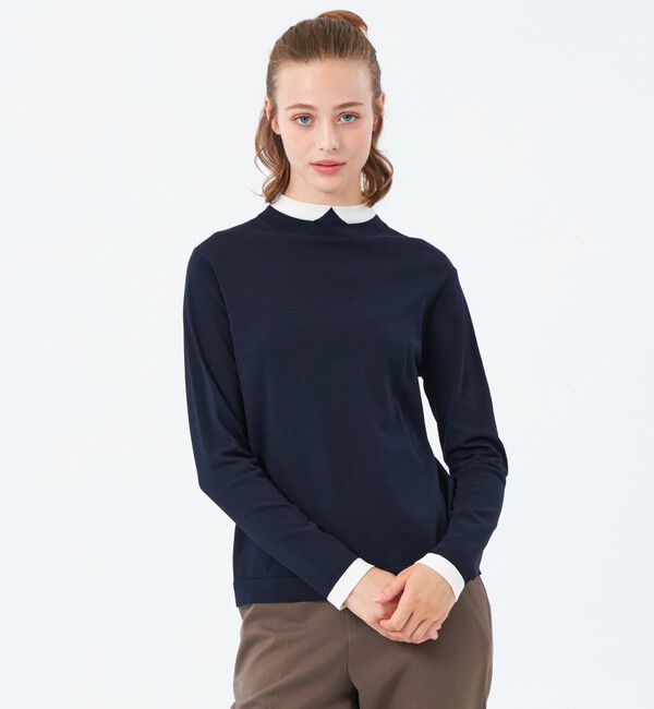 MACKINTOSH PHILOSOPHY「【25年秋冬モデル】Cleric Collar Knit ロングスリーブ」|ニット・セーター|ネイビー