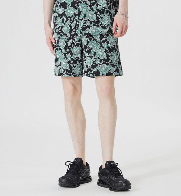  「ドローイングフラワープリントショートパンツ」|その他|ライトグリーン