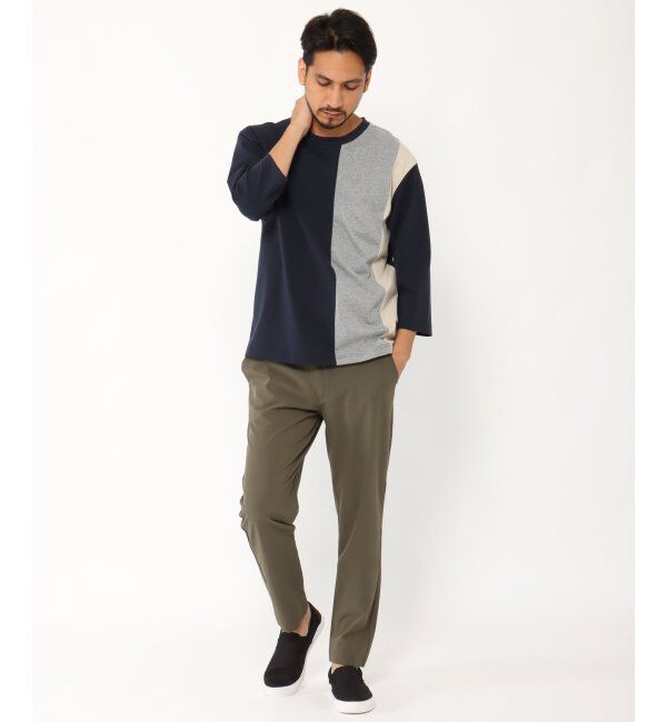 ikka「7分清潔ストレッチ切り替えT」|Tシャツ・カットソー|