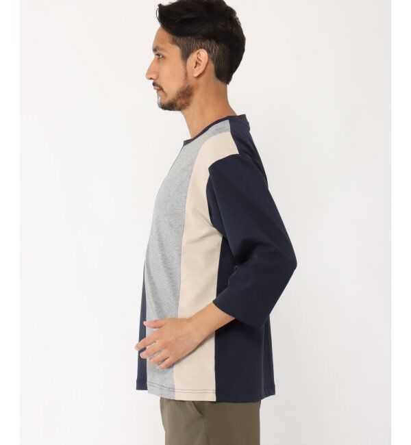 ikka「7分清潔ストレッチ切り替えT」|Tシャツ・カットソー|