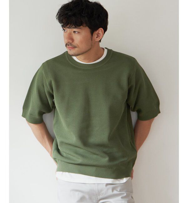 ikka「【2点セット】ワッフルニット半袖インナーセット」|ニット・セーター|