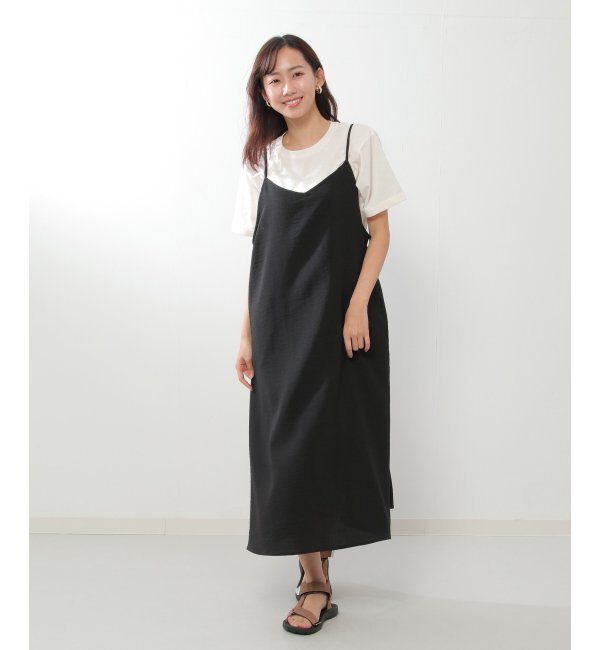 ikka「【2点セット】袖タックプルオーバーキャミワンピースセット」|ワンピース|