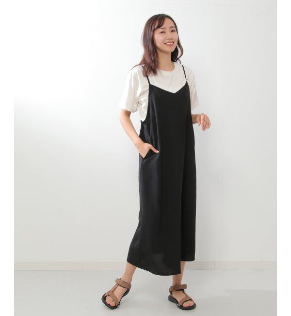 ikka「【2点セット】袖タックプルオーバーキャミワンピースセット」|ワンピース|