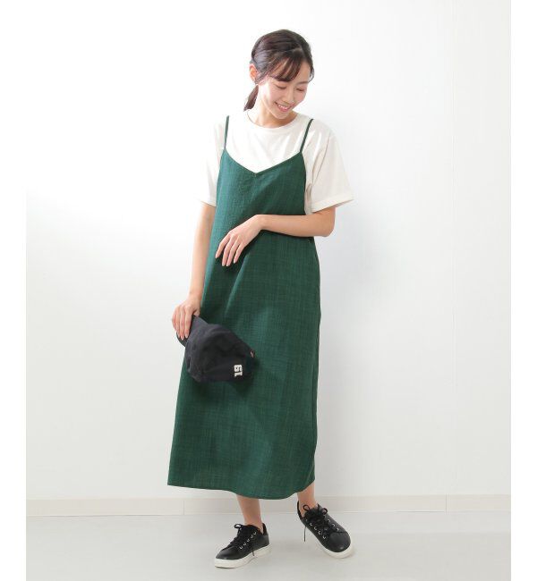 ikka「【2点セット】袖タックプルオーバーキャミワンピースセット」|ワンピース|