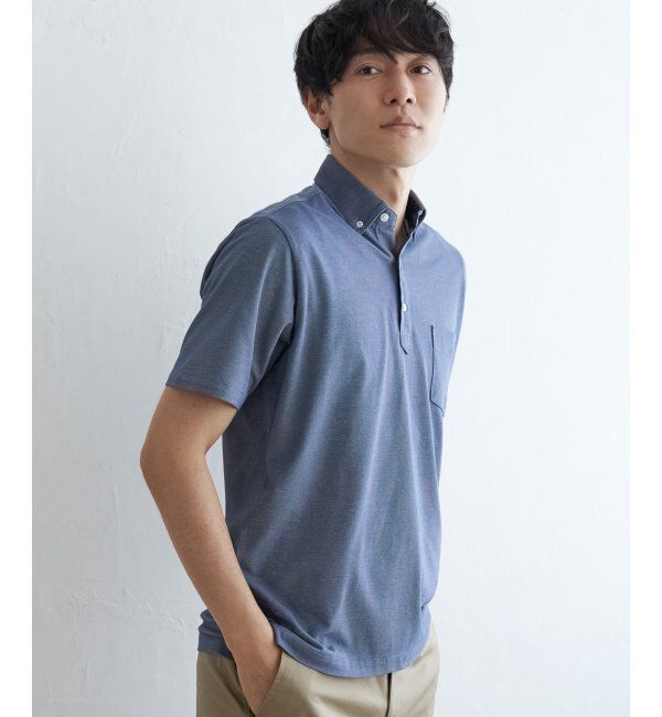 IKKA LOUNGE「ドライラックスボタンダウンポロシャツ」|Tシャツ・カットソー|ブルー