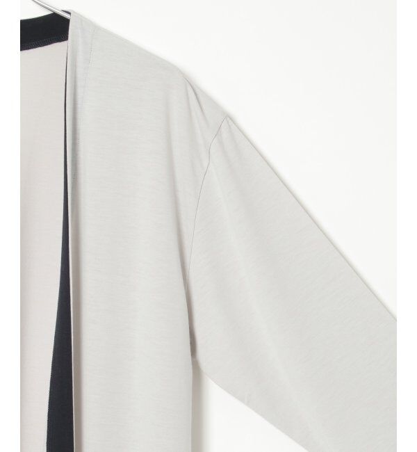 ikka「7分バイカラーボタンレスカーディガン」|カーディガン|