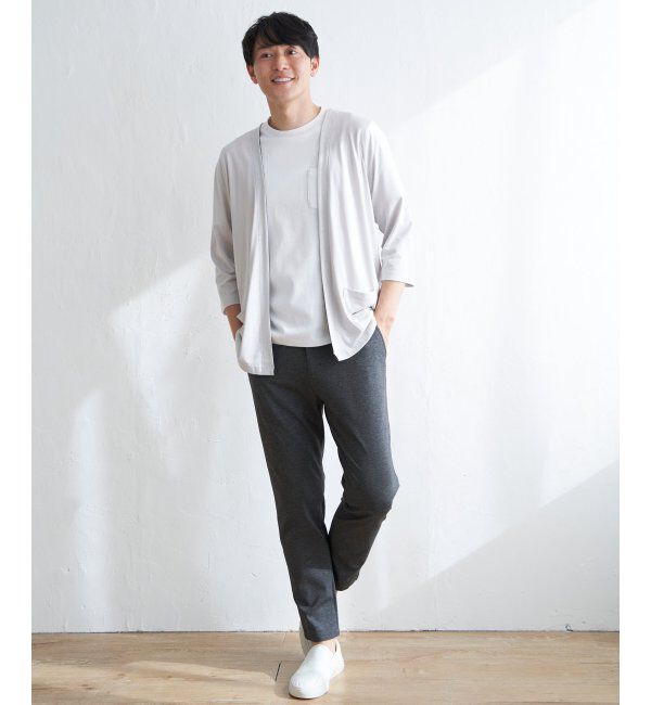 ikka「7分バイカラーボタンレスカーディガン」|カーディガン|