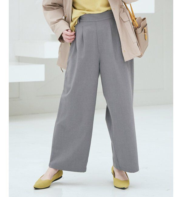 ikka「フロントタックワイドパンツ」|その他|グレー