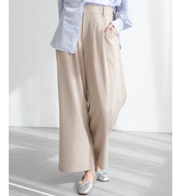 ikka「フロントタックワイドパンツ」|その他|