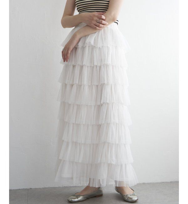 VENCE share style「チュール無地ティアードスカート」|スカート|オフホワイト