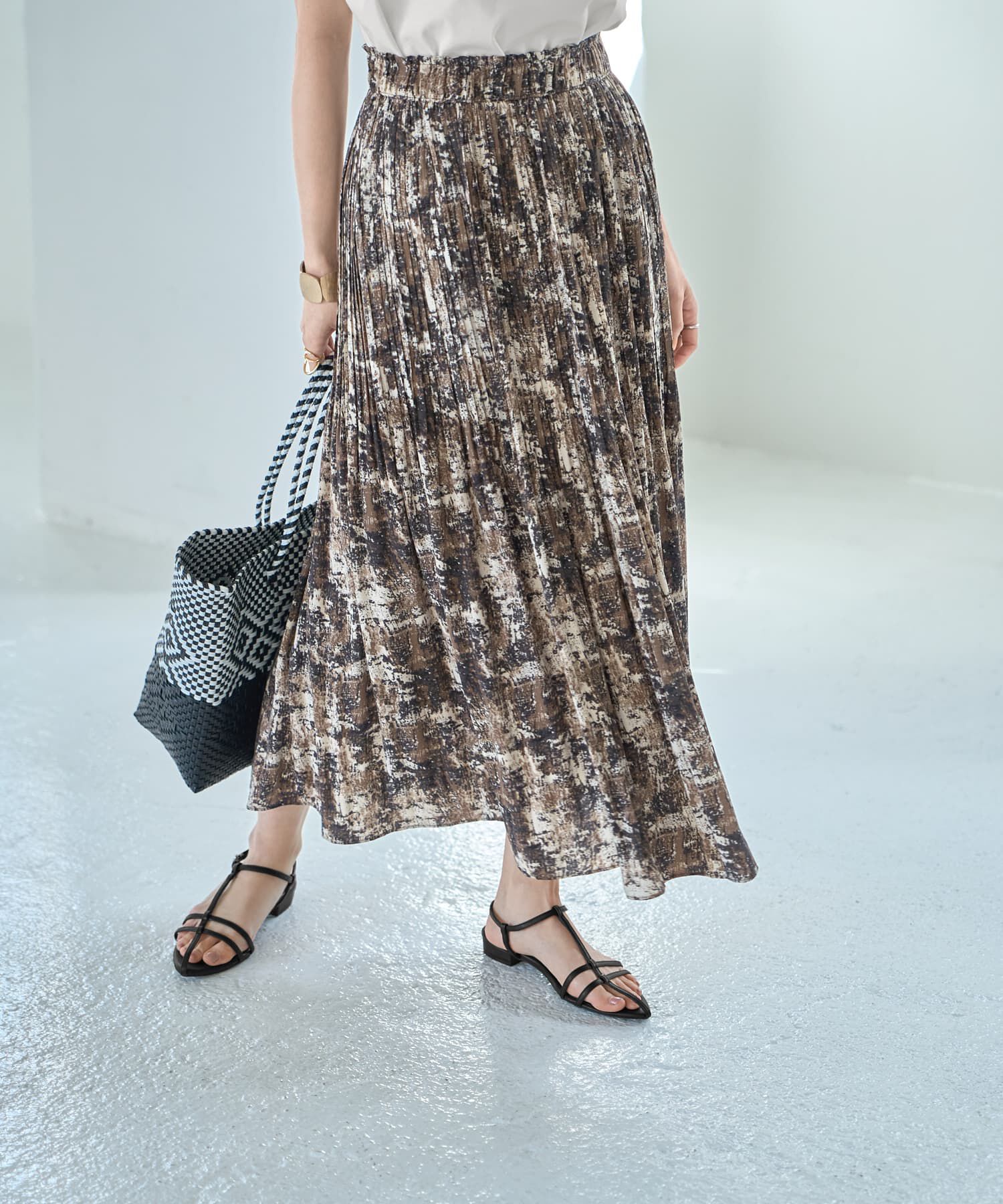 STYLE DELI「カラーMIX柄フェードアウトプリーツスカート」|フレア|