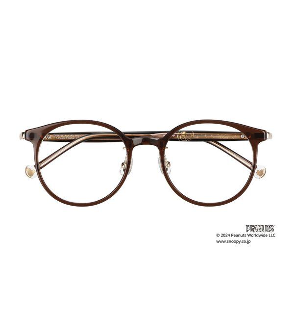  「ボストン型 メガネ |  Zoff PEANUTS COLLECTION 4 (アストロノーツ モデル) スヌーピー  レンズ交換券付」|メガネ|薄ブラウン1