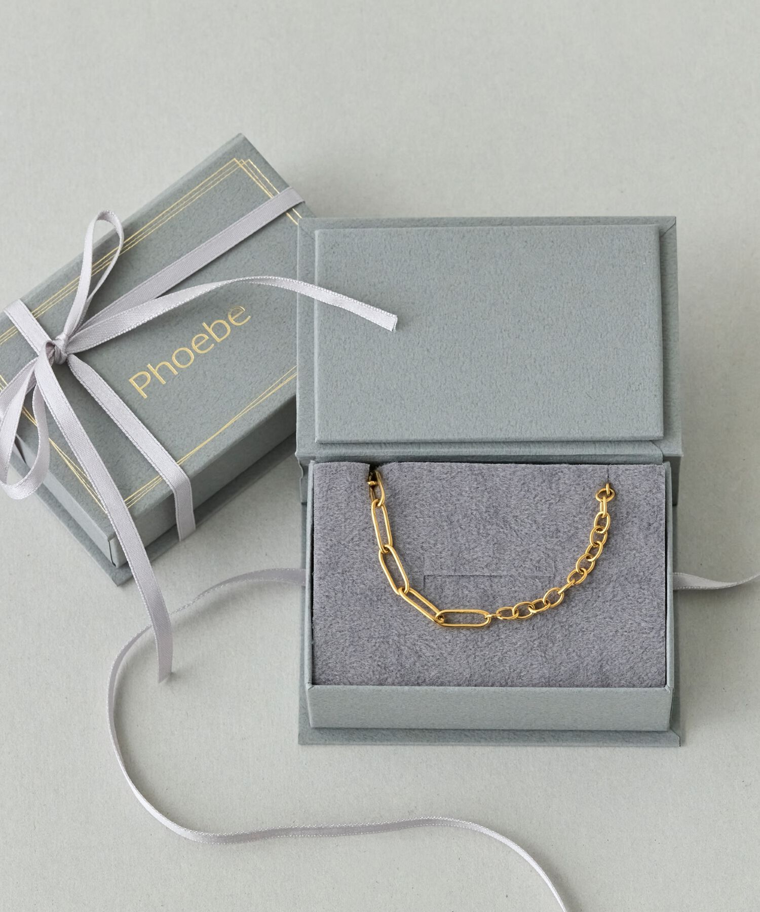 Phoebe「【金属アレルギー対応】チャンキーミックスチェーンブレスレット　ゴールド/サージカルステンレス」|ブレスレット・バングル|