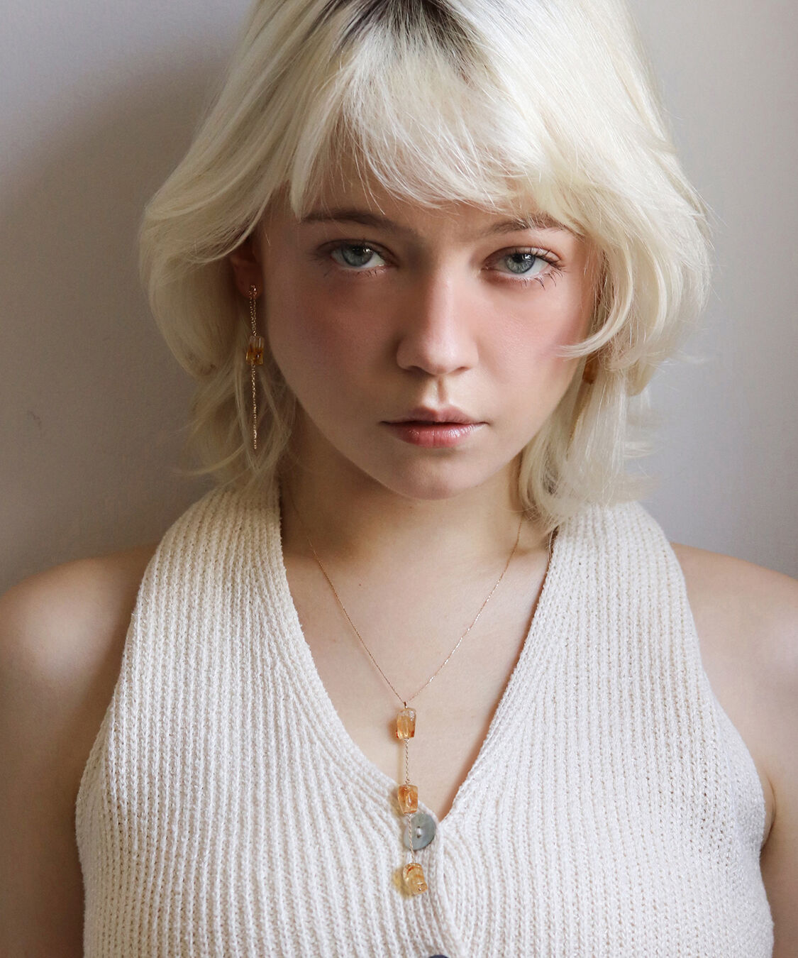  「ファントムシトリン チェーン タイネックレス | K10YG 」|ネックレス|