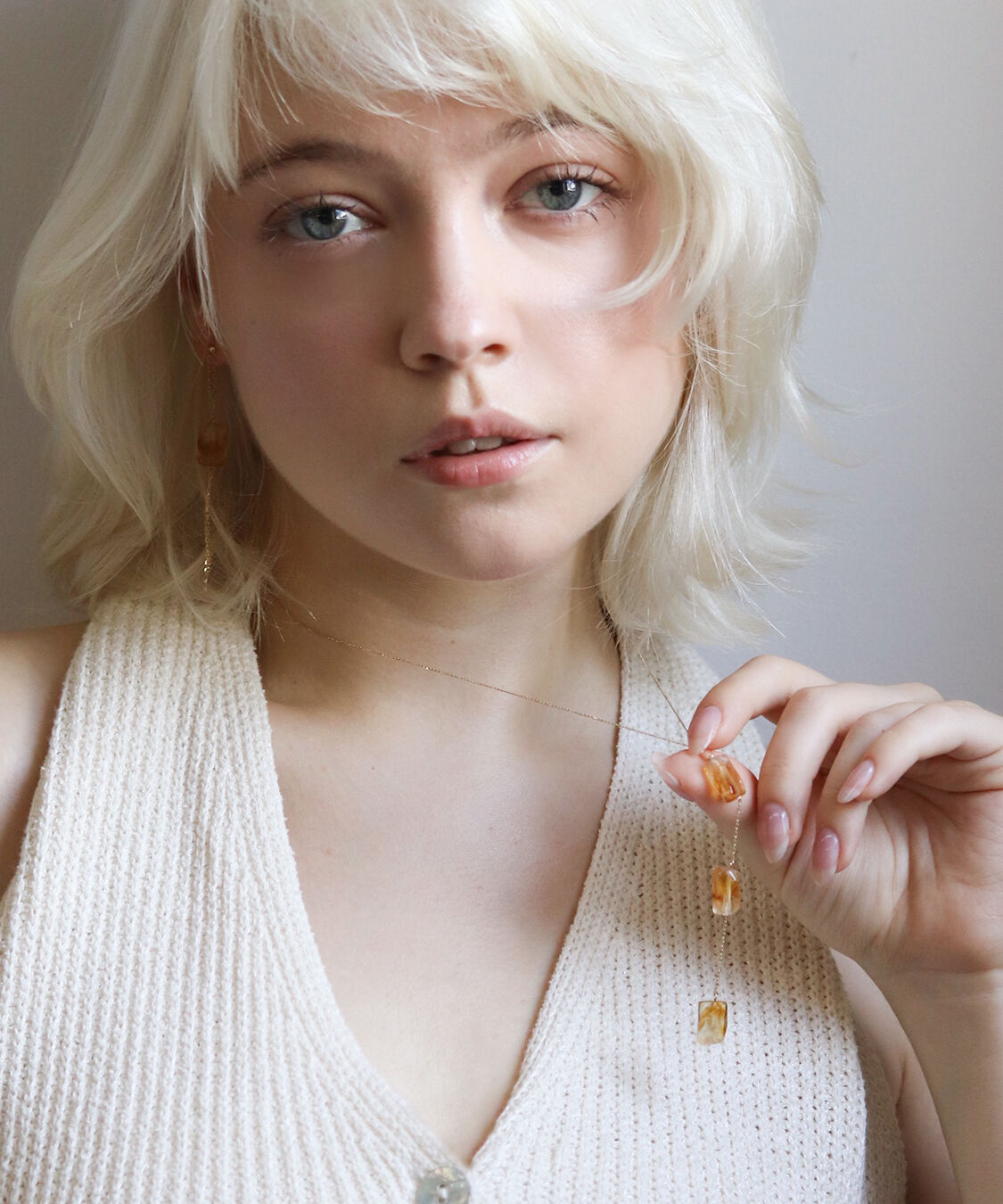  「ファントムシトリン チェーン タイネックレス | K10YG 」|ネックレス|