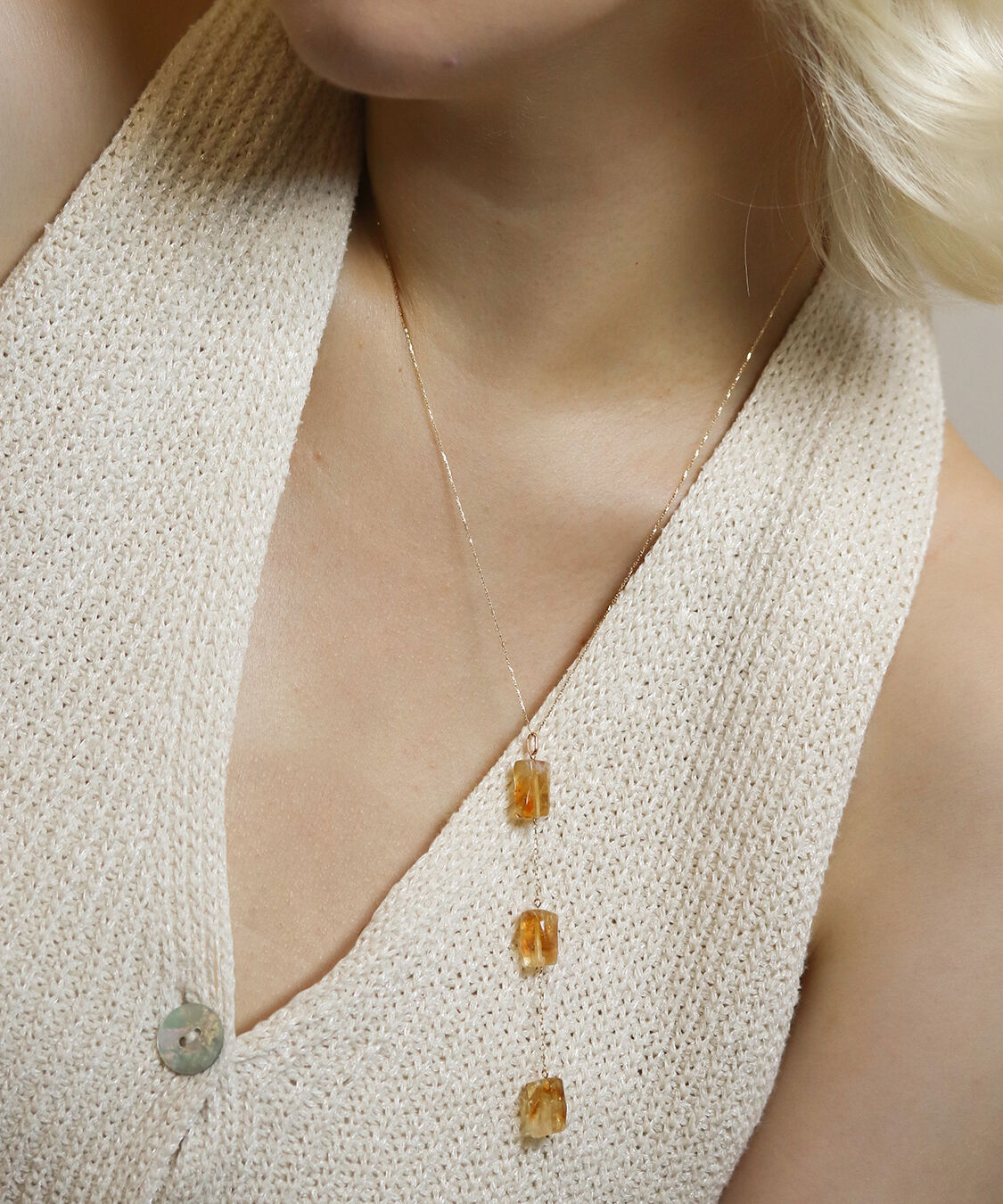  「ファントムシトリン チェーン タイネックレス | K10YG 」|ネックレス|