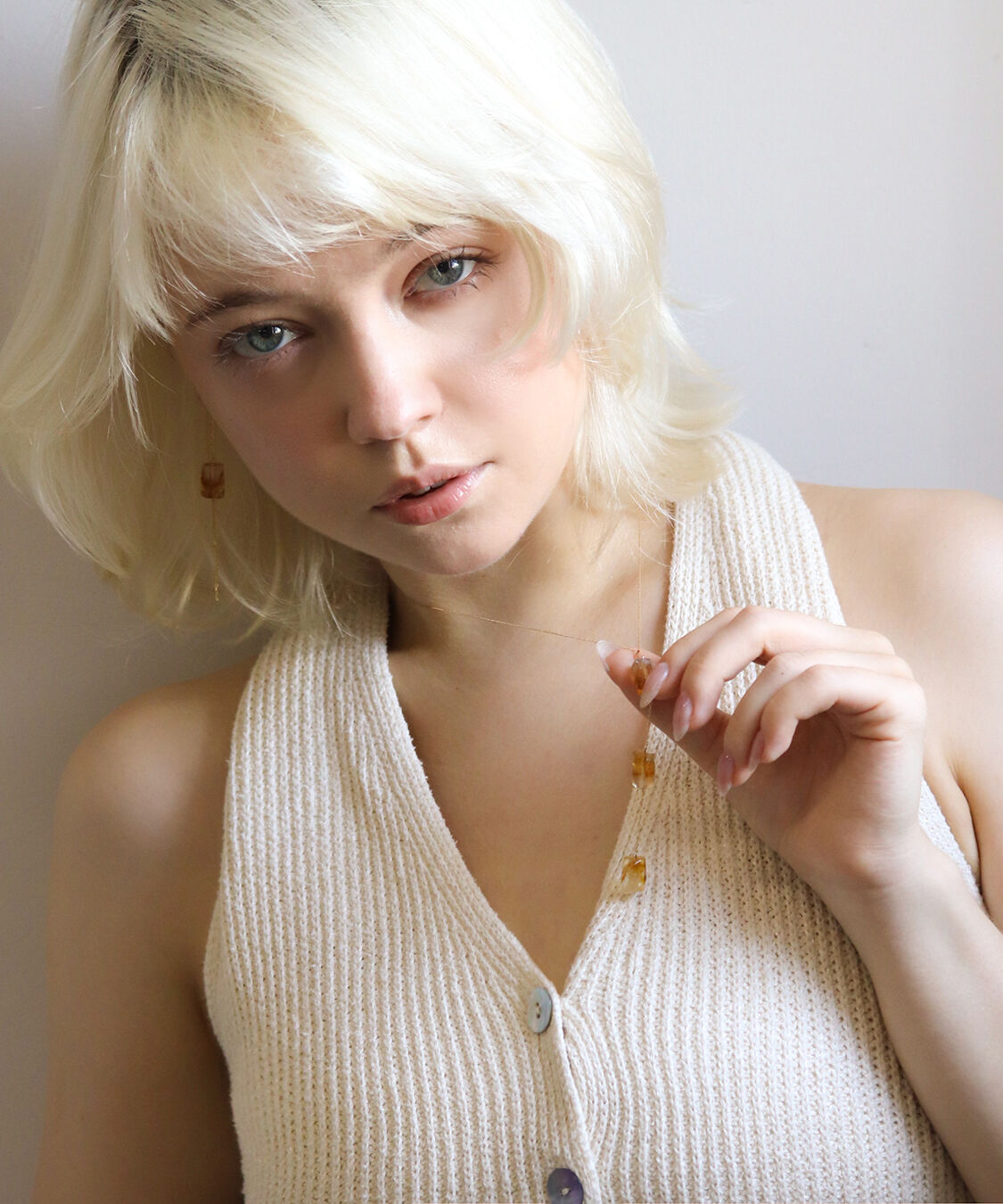  「ファントムシトリン チェーン タイネックレス | K10YG 」|ネックレス|