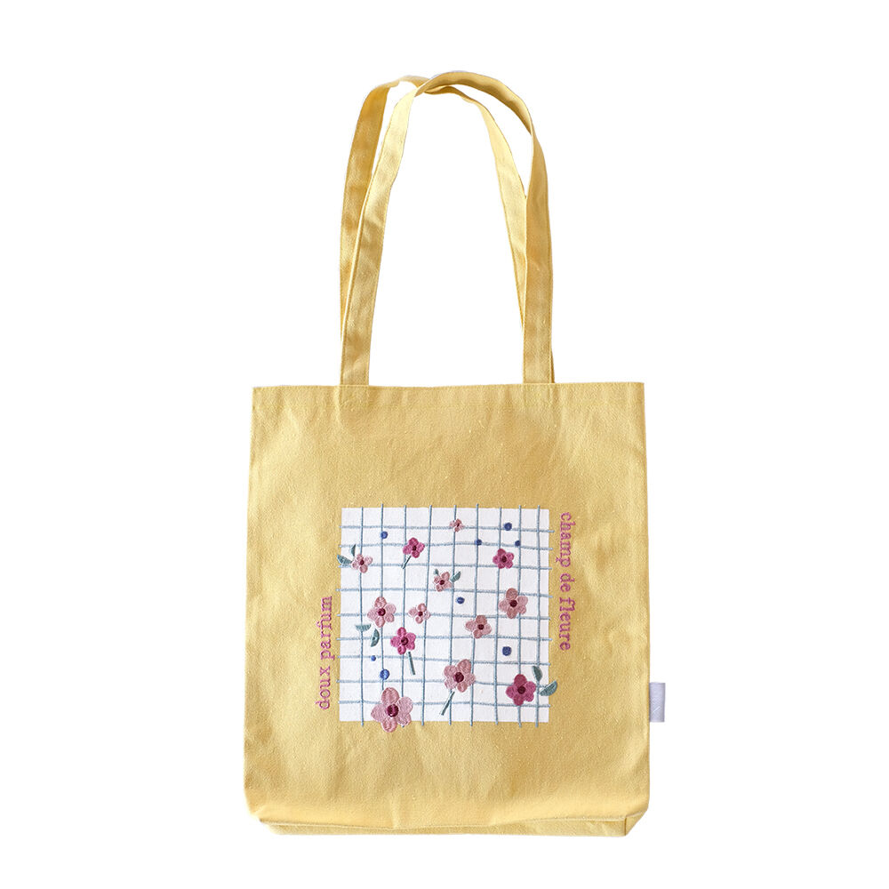 BACKYARD FAMILY「トートバッグ キャンバス 通販 ito& 刺繍 トート 大 トートバック 縦型 大容量 肩掛け」|トートバッグ|イエロー1