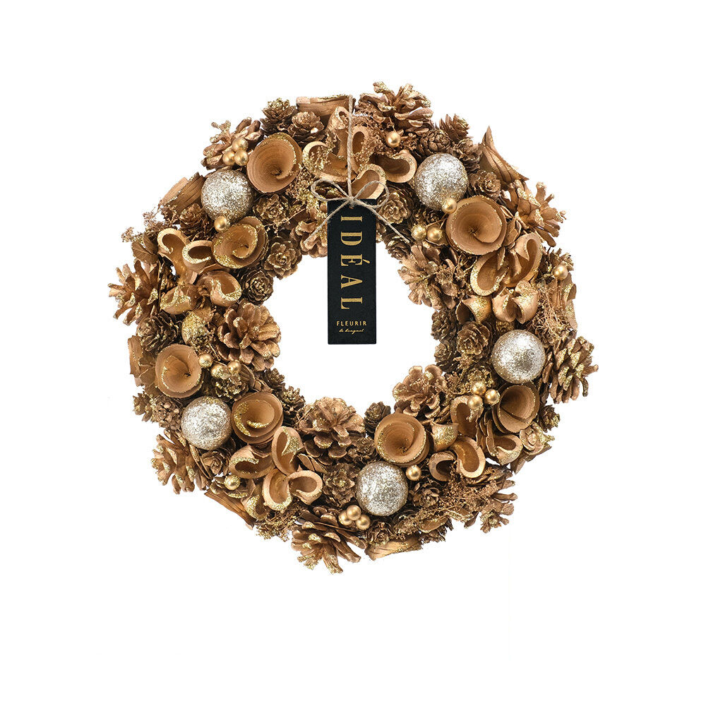 BACKYARD FAMILY「リース 造花 通販 Lサイズ ナチュラルリース フラワーリース プリザーブドフラワー 壁飾り」|その他|ゴールド2