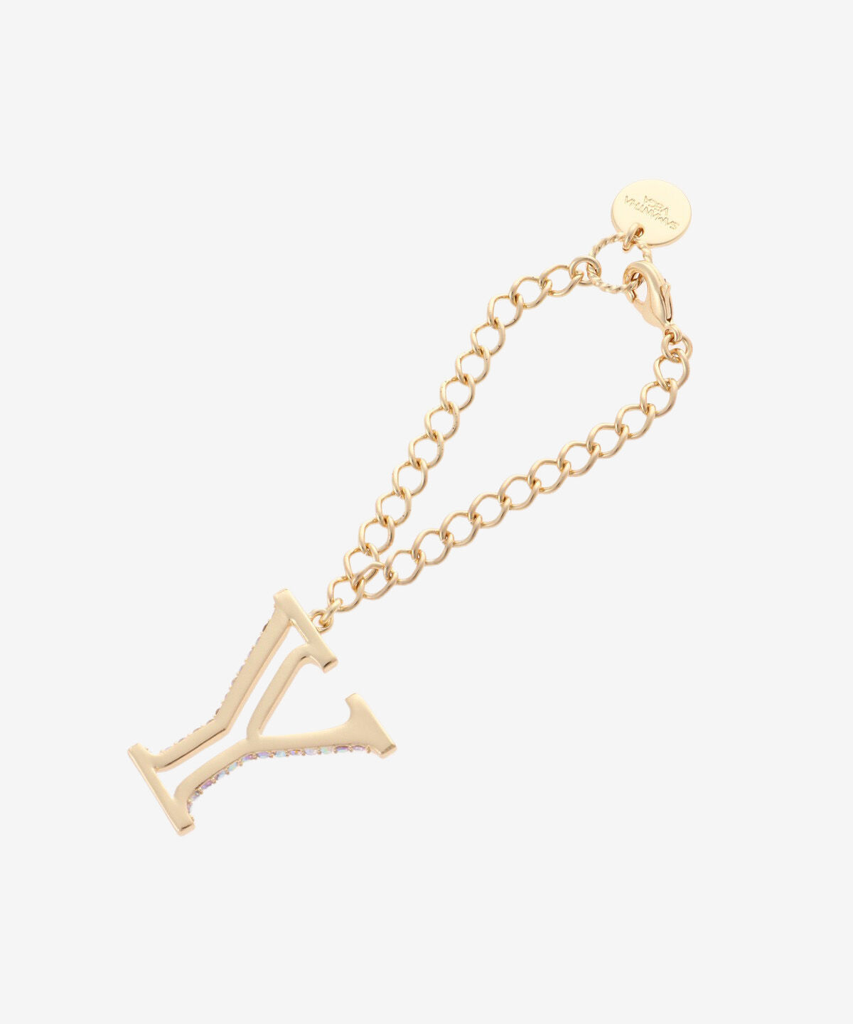 Samantha Vega「サイドビジューイニシャルバッグチャーム(Y)」|チャーム・キーホルダー|ゴールド