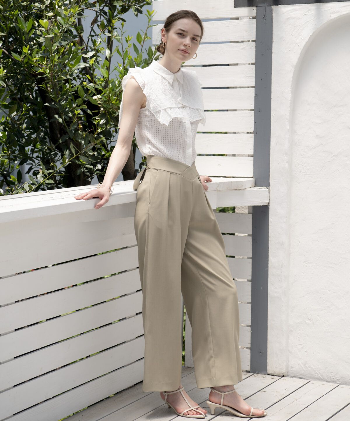 アンドクチュール「シアーチェックレイヤーフリルブラウス」|シャツ・ブラウス|