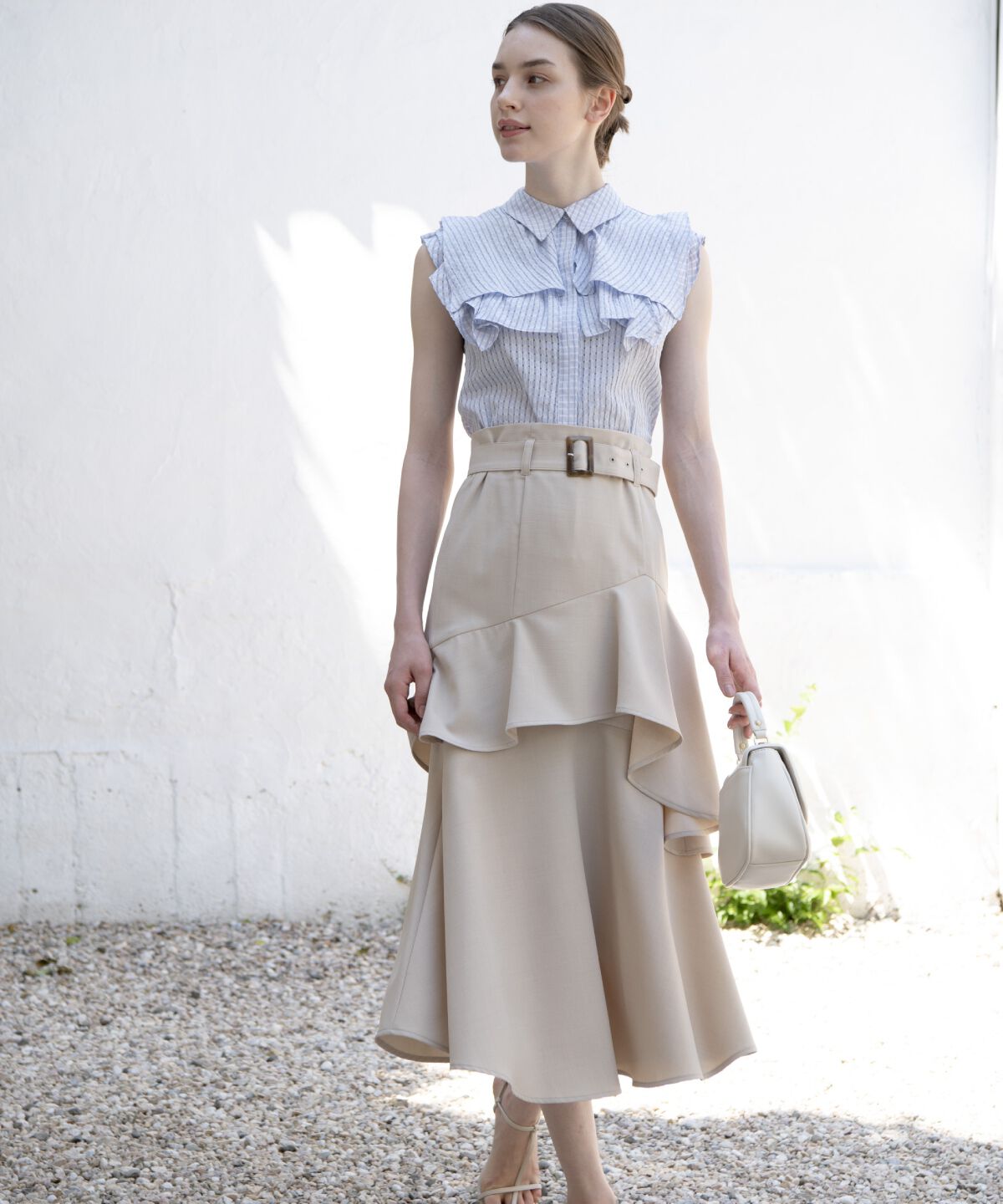 アンドクチュール「シアーチェックレイヤーフリルブラウス」|シャツ・ブラウス|