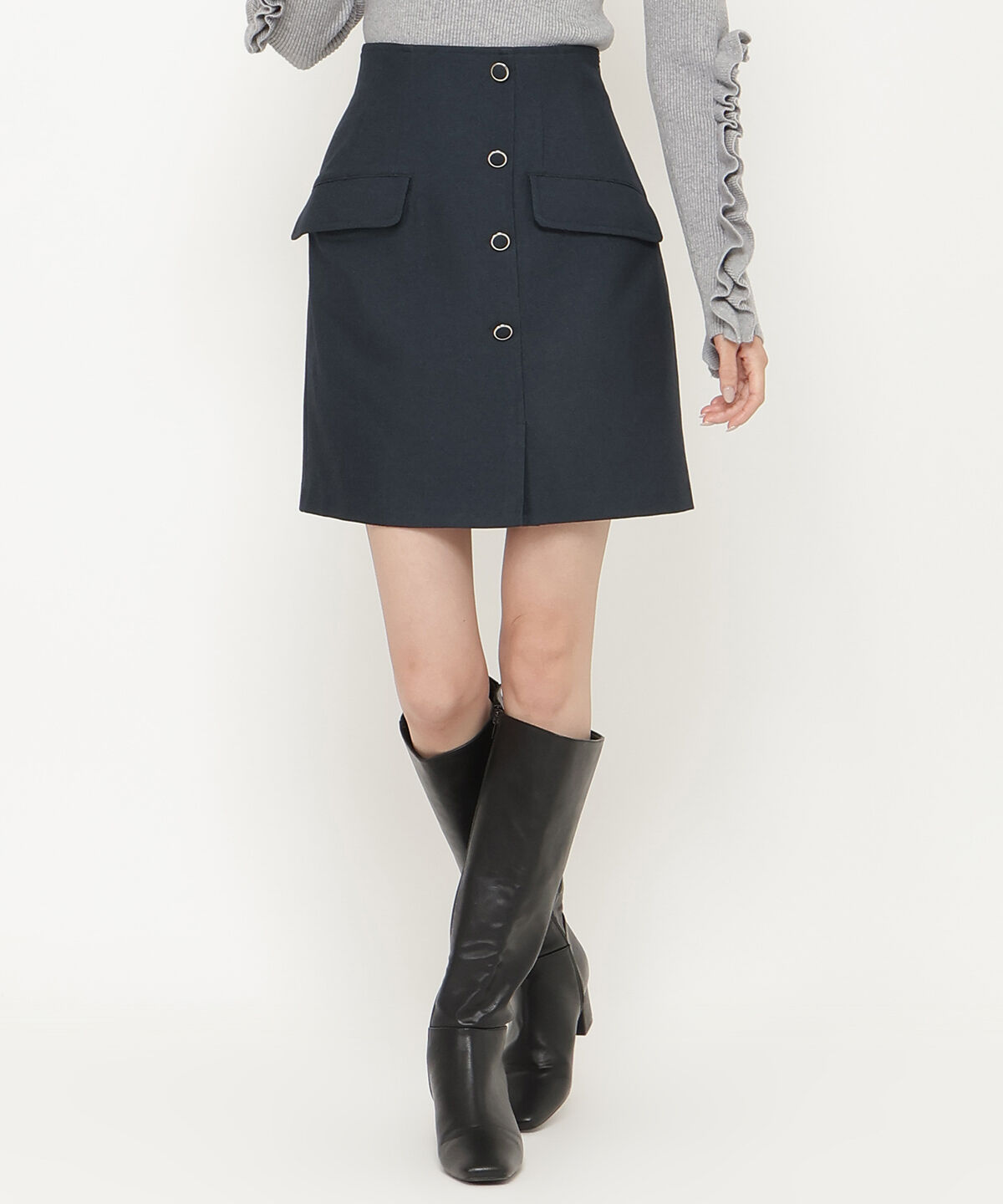 アンドクチュール「フラップミニスカート」|台形|