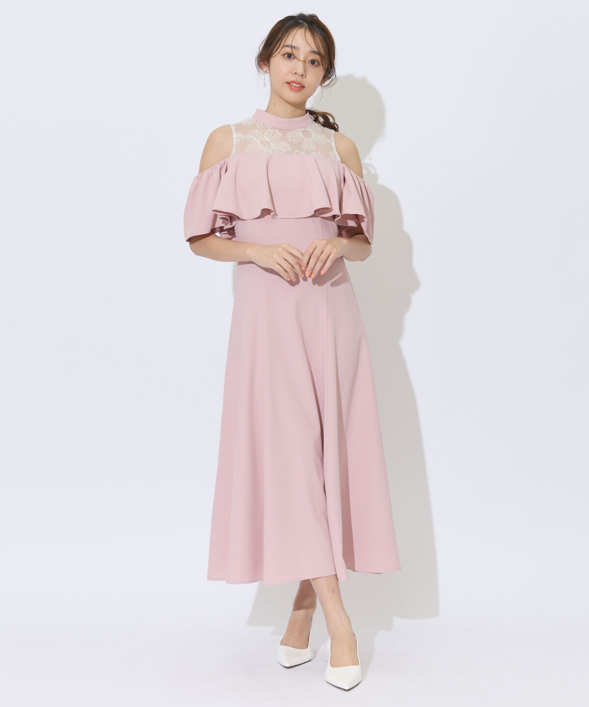 アンドクチュール「2WAYフラワーレースケープドレス」|ドレス|