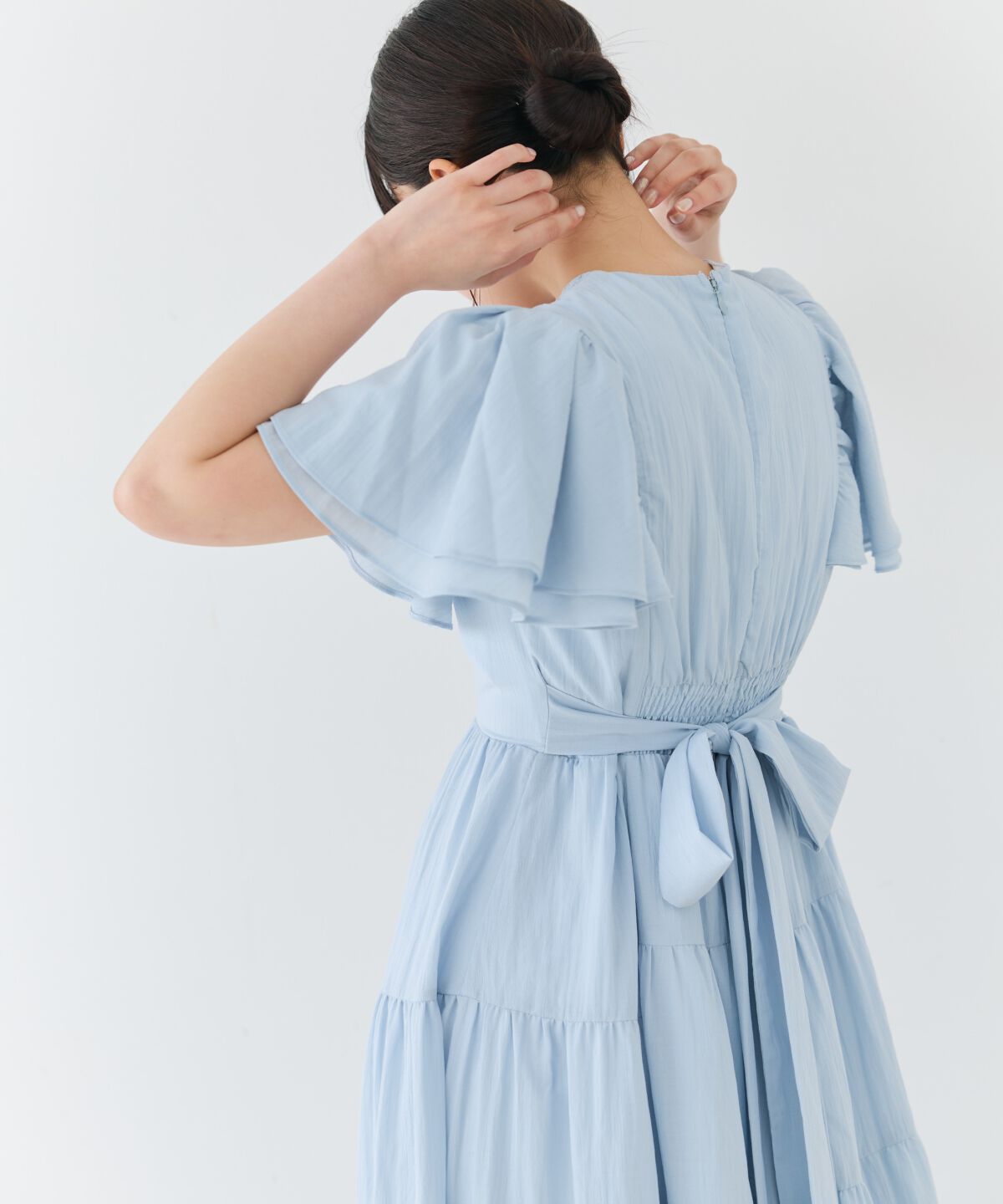 アンドクチュール「ギャザーVネックティアードワンピース」|ワンピース|