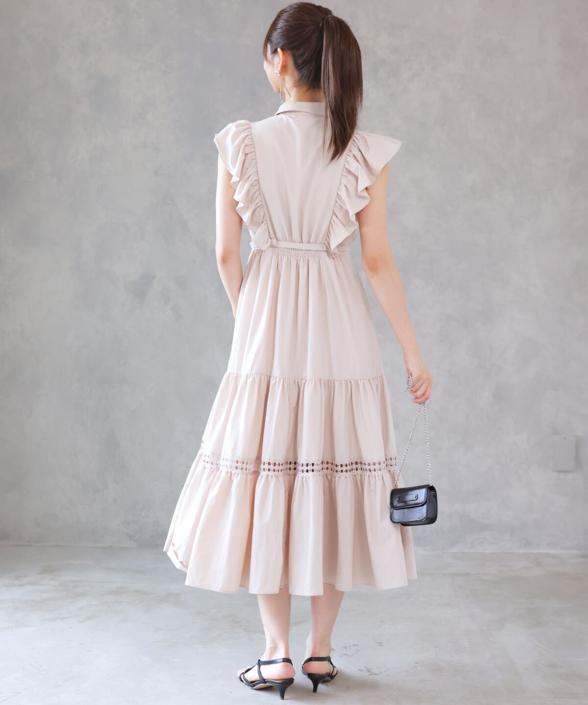 アンドクチュール「コットンレースフリルシャツワンピース」|ワンピース|