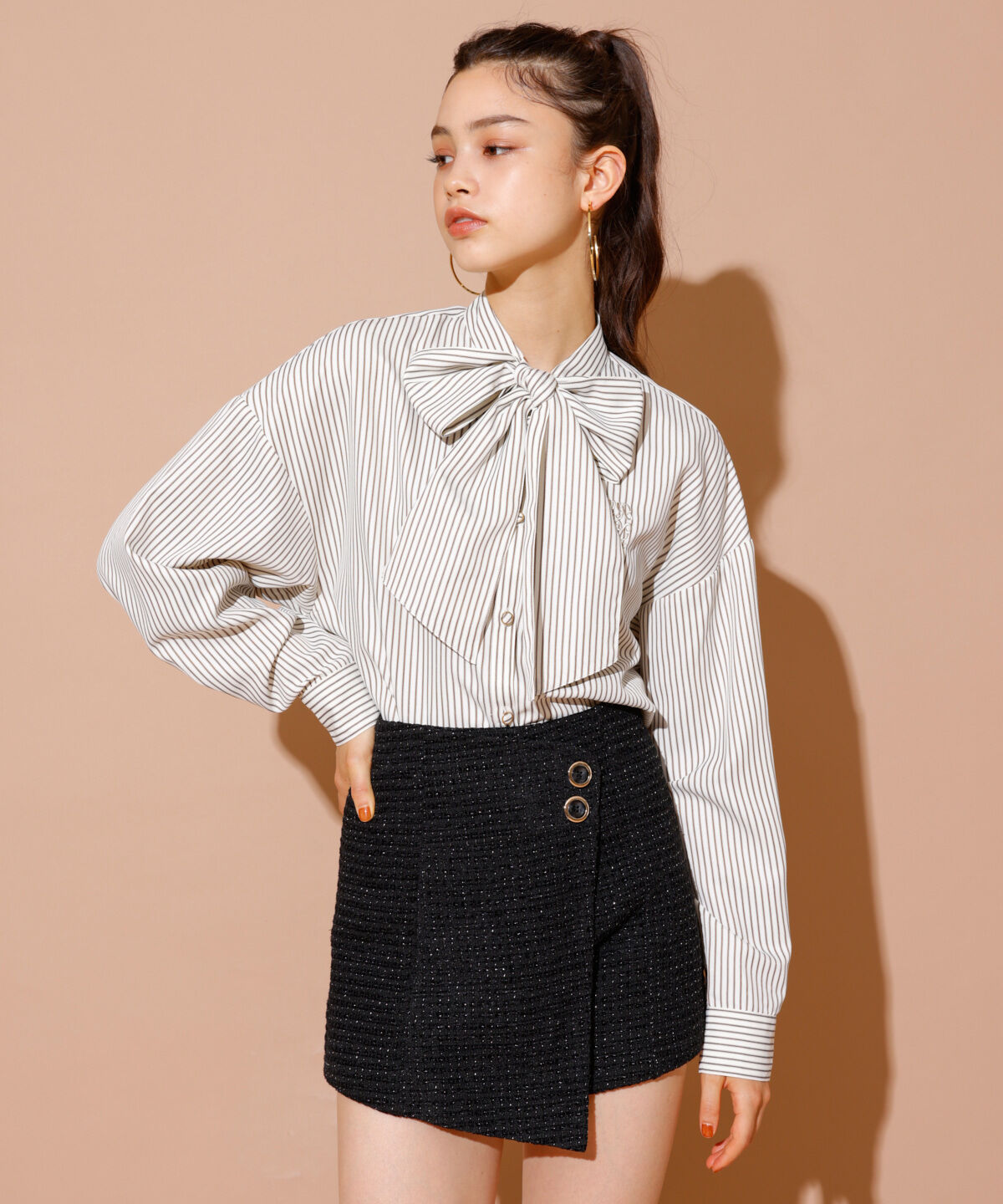 REDYAZEL「ツィードラップショートパンツ」|キュロット|