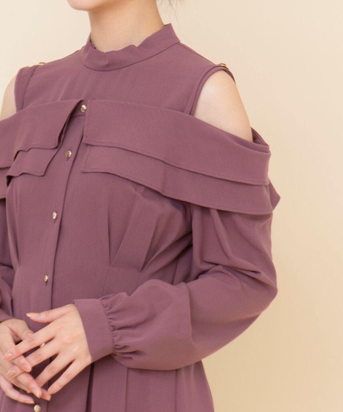 REDYAZEL「オープンショルダーシャツワンピース」|ワンピース|