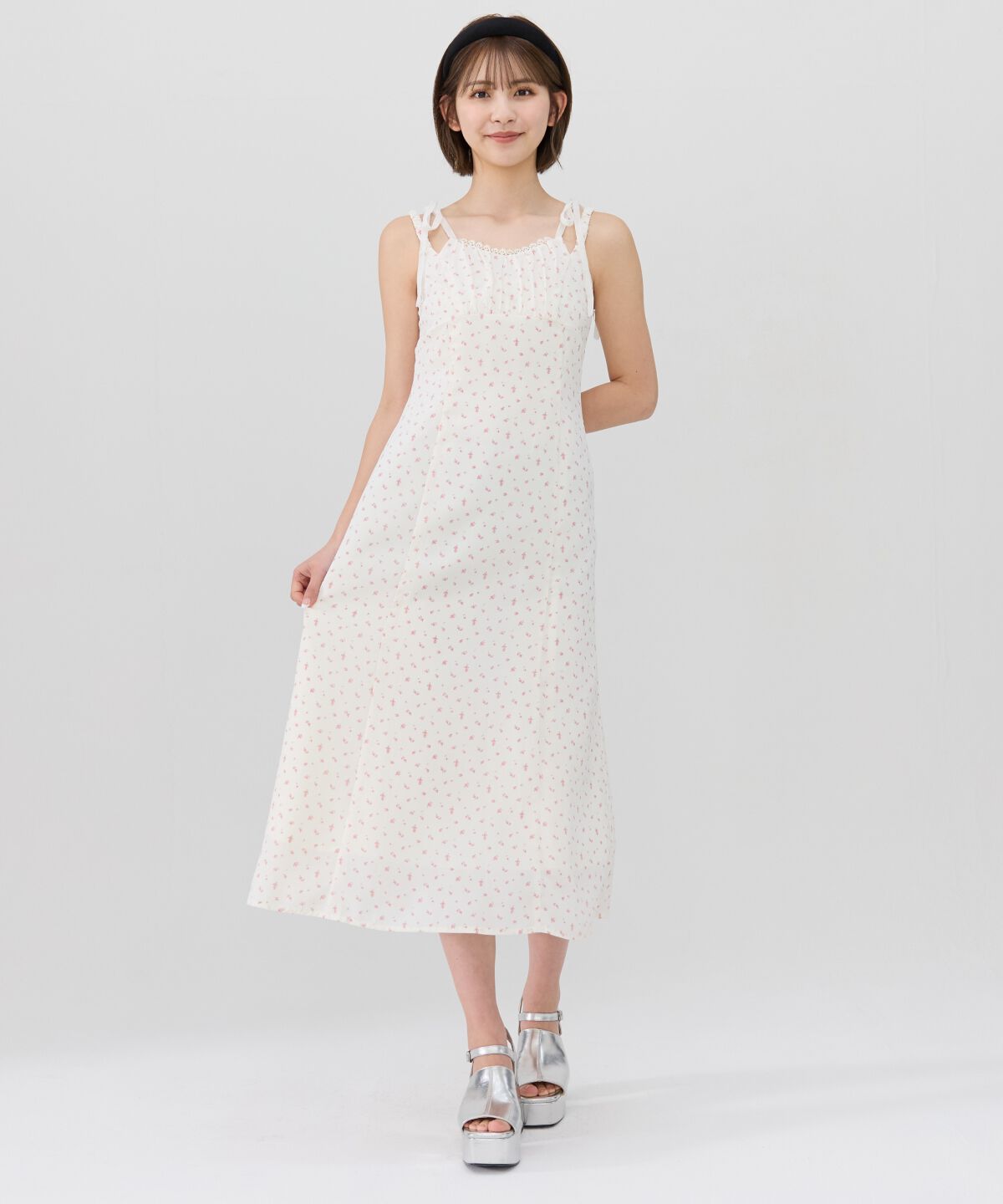 REDYAZEL「ミニフラワーWストラップロングワンピース」|ワンピース|