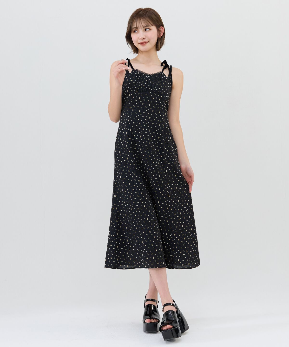 REDYAZEL「ミニフラワーWストラップロングワンピース」|ワンピース|