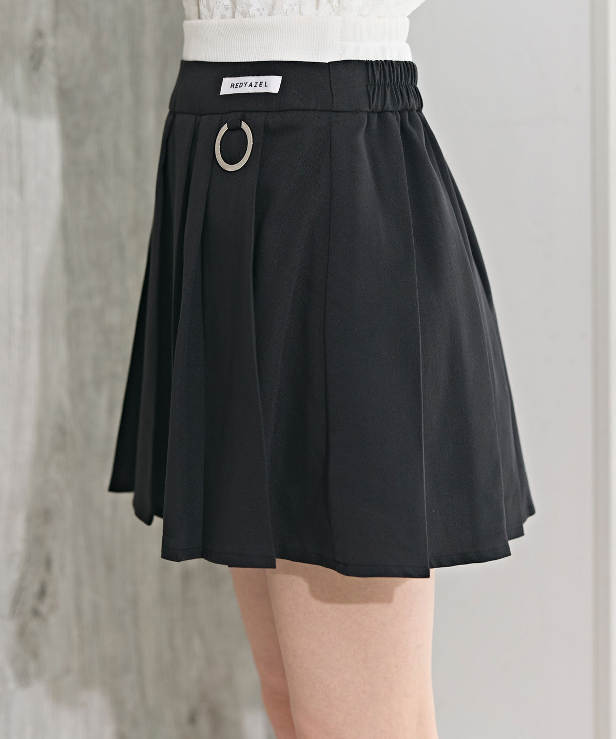REDYAZEL「Wベルトワイドプリーツミニスカート」|フレア|