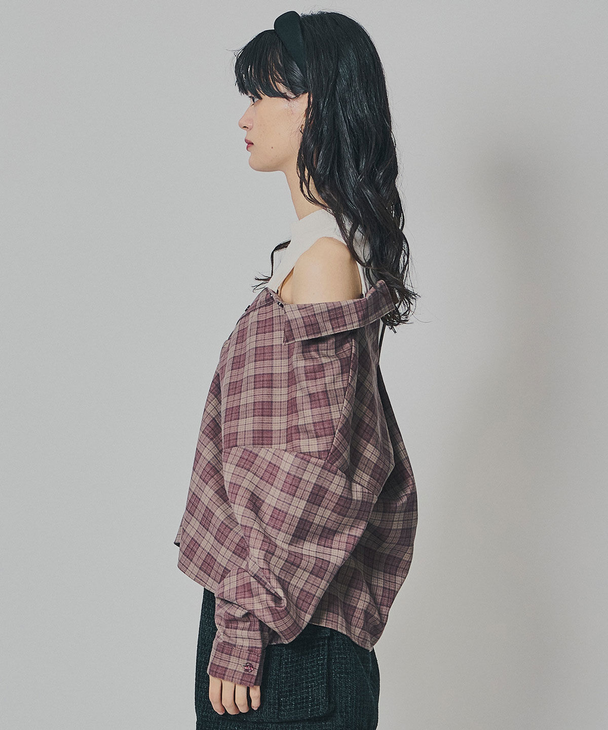 REDYAZEL「マルチウェイオフショルチェックシャツ&times;タンクトップ」|シャツ・ブラウス|