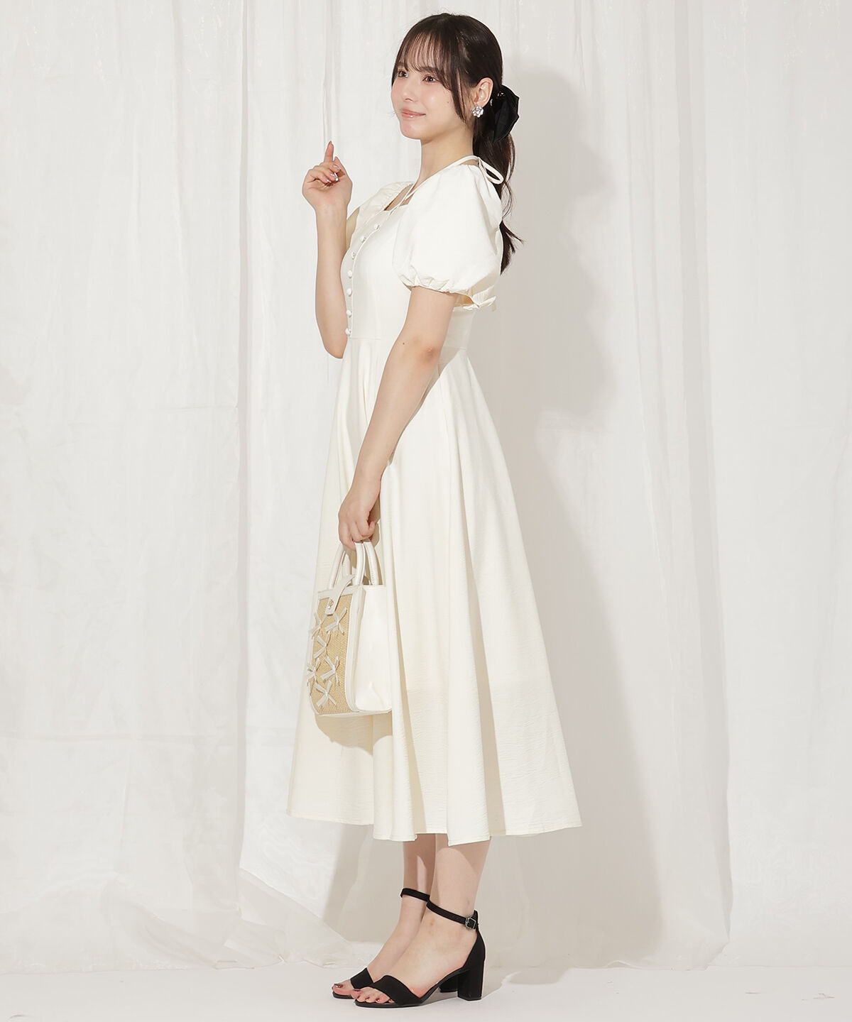 WILLSELECTION「クロスネックバルーンスリーブワンピース」|ワンピース|