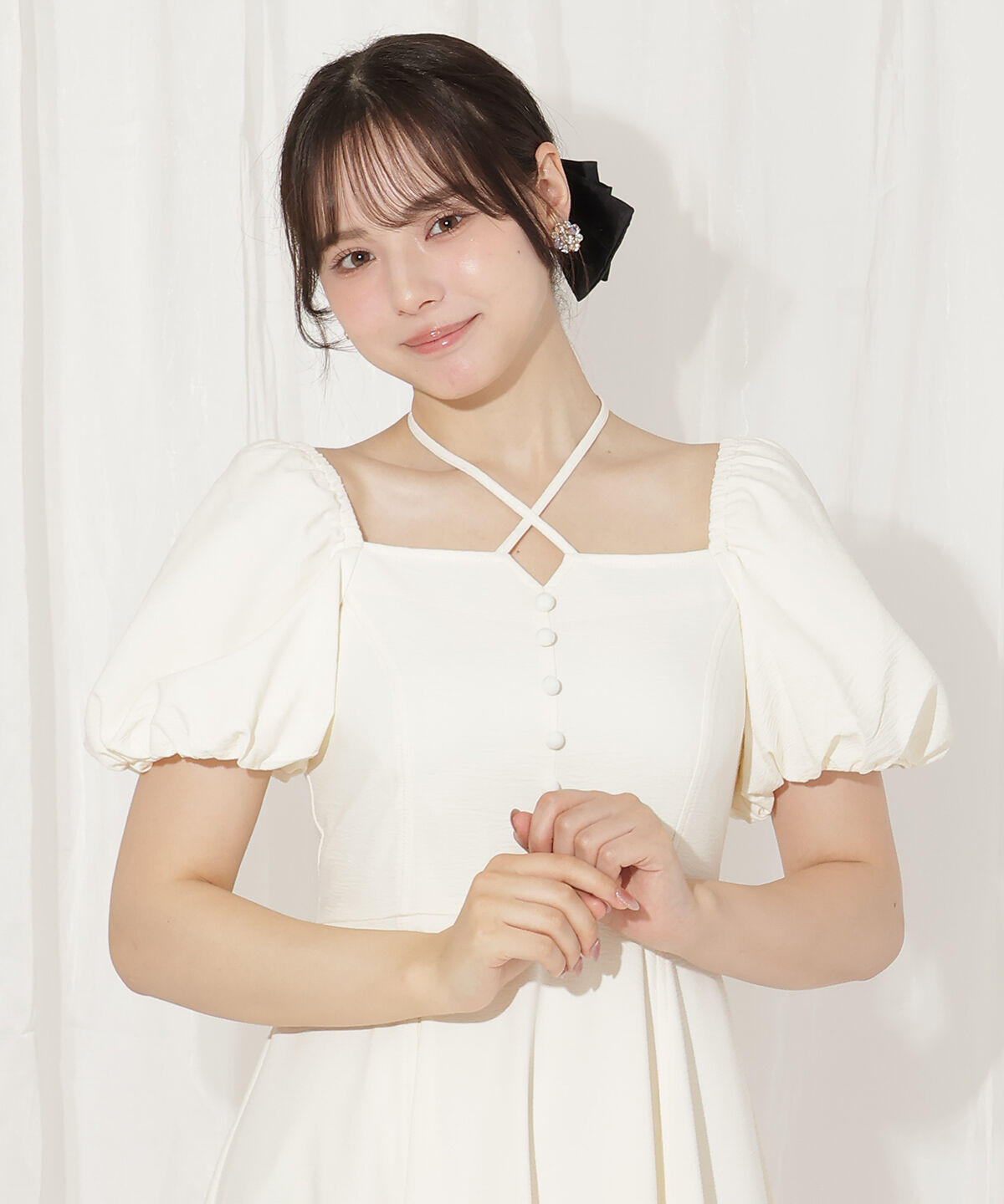 WILLSELECTION「クロスネックバルーンスリーブワンピース」|ワンピース|