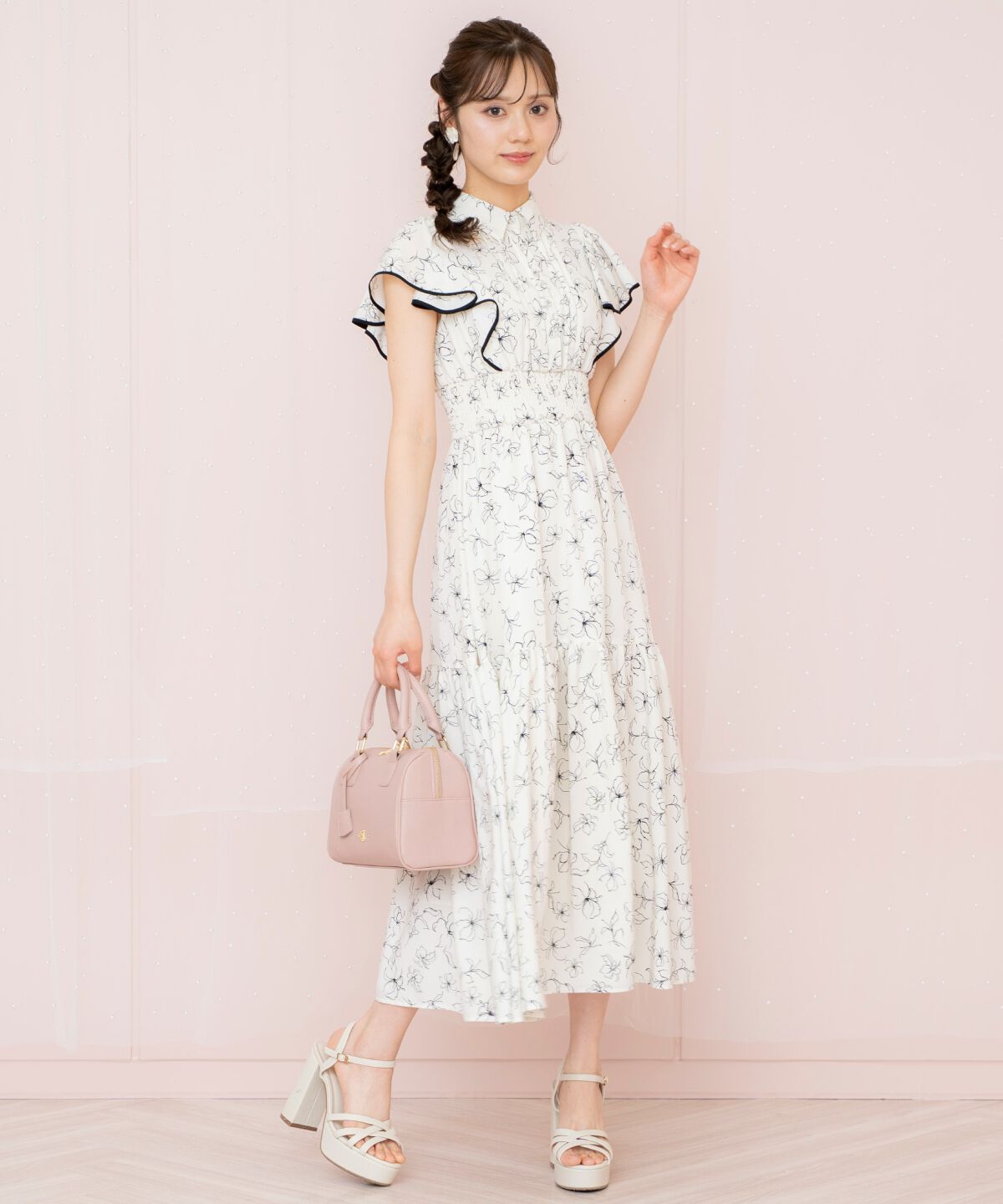 WILLSELECTION「ラインフラワーパイピングティアードワンピース」|ワンピース|