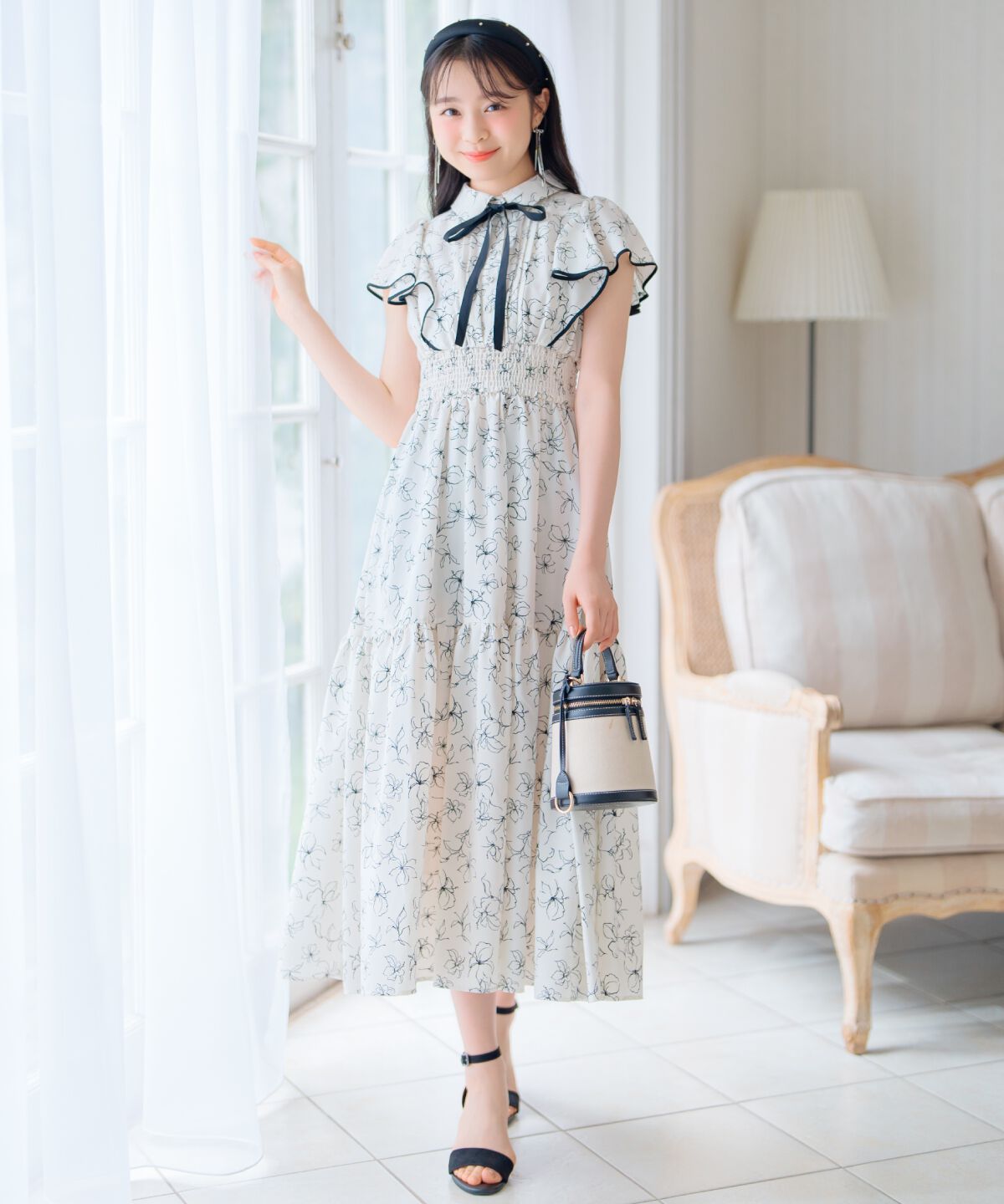 WILLSELECTION「ラインフラワーパイピングティアードワンピース」|ワンピース|