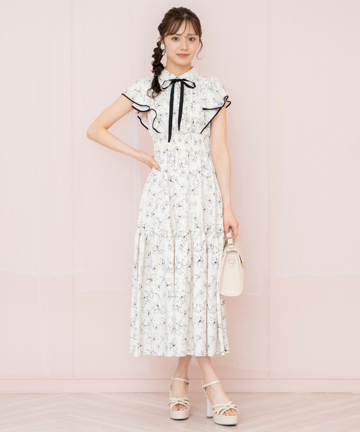 WILLSELECTION「ラインフラワーパイピングティアードワンピース」|ワンピース|