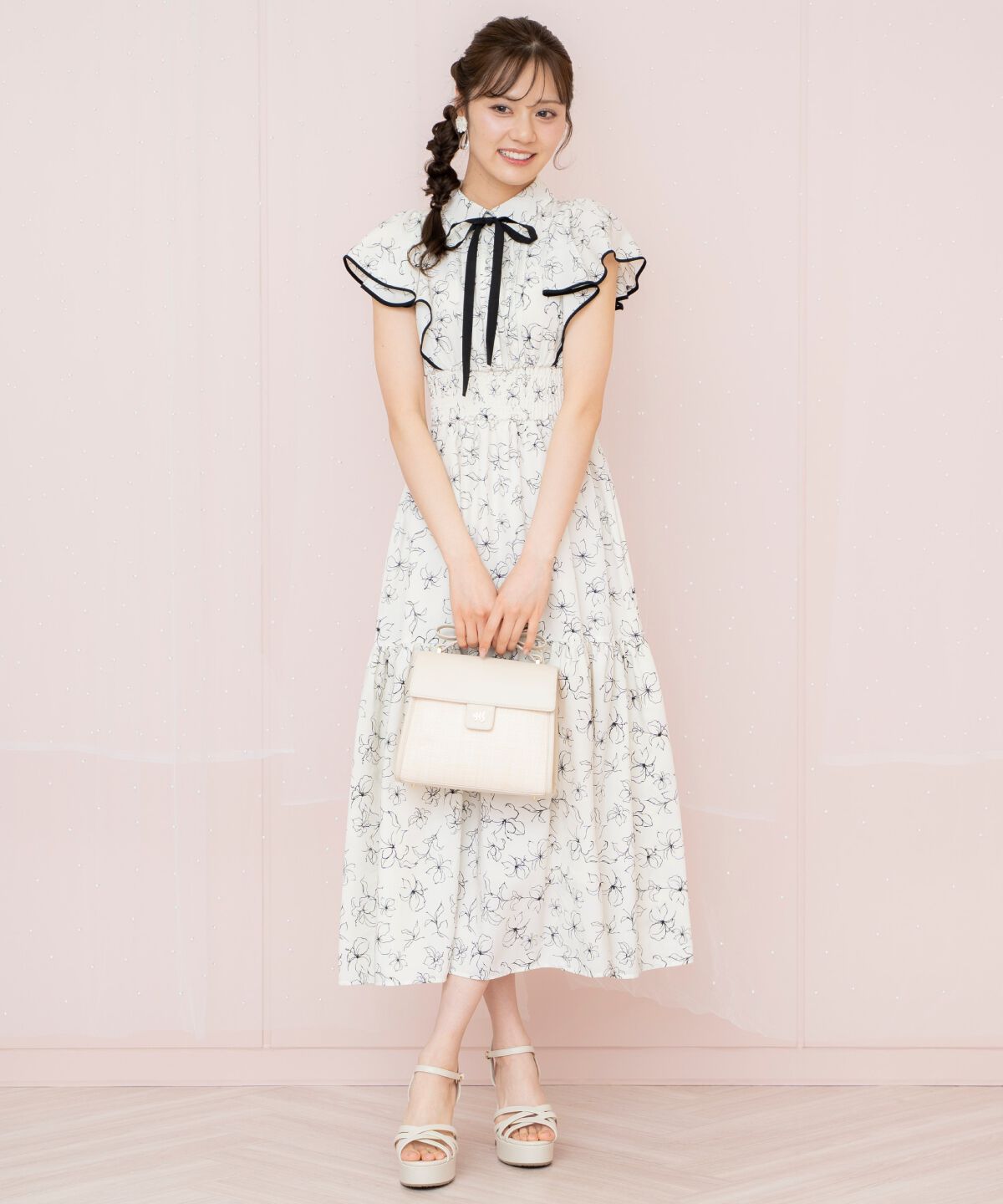 WILLSELECTION「ラインフラワーパイピングティアードワンピース」|ワンピース|