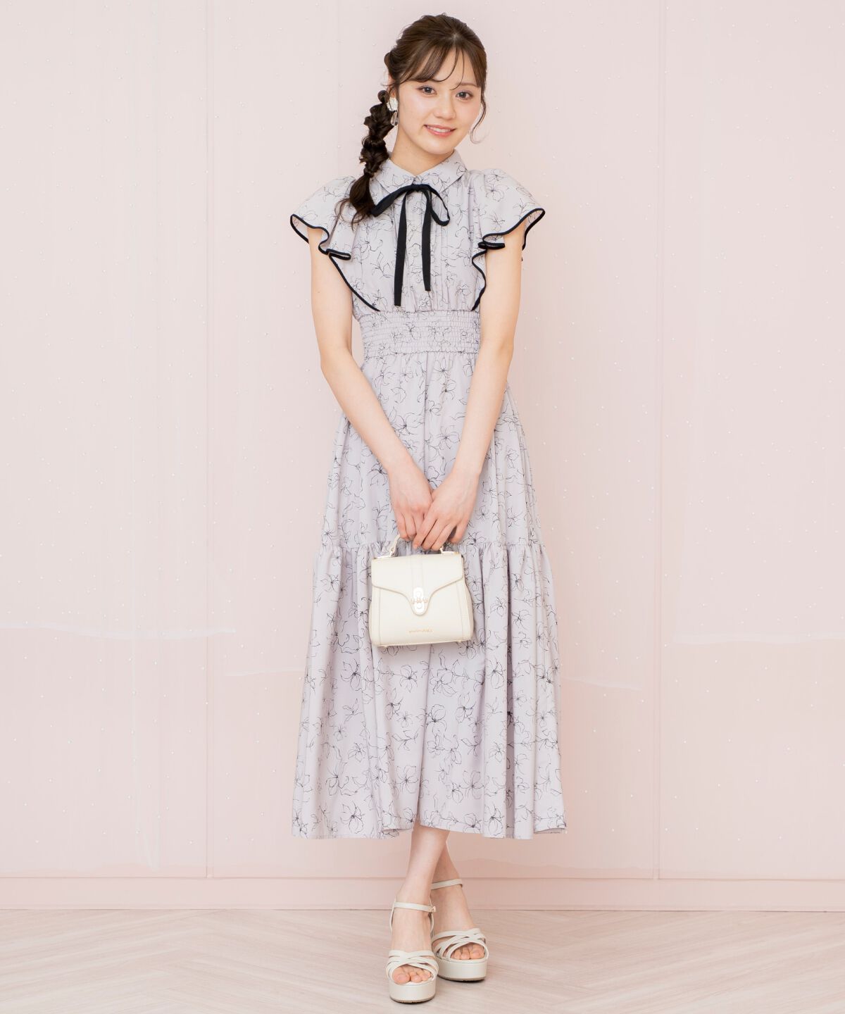 WILLSELECTION「ラインフラワーパイピングティアードワンピース」|ワンピース|ﾊﾟｰﾌﾟﾙ系花柄