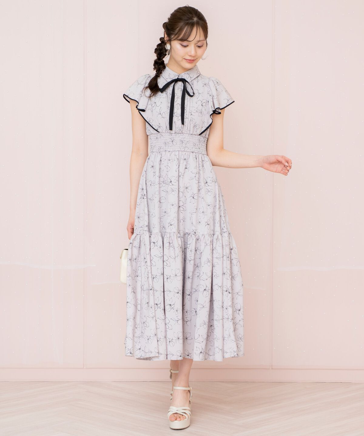 WILLSELECTION「ラインフラワーパイピングティアードワンピース」|ワンピース|