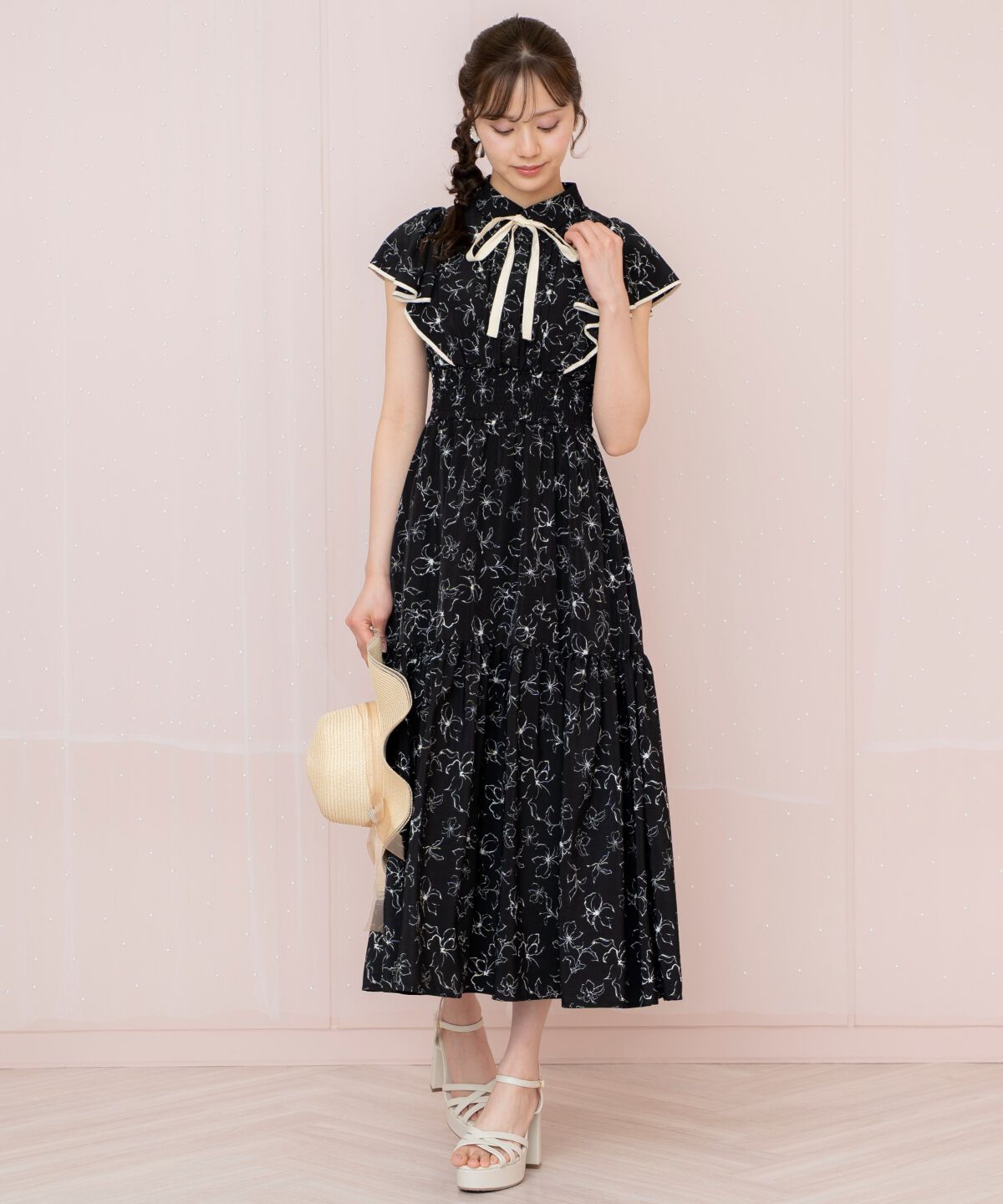 WILLSELECTION「ラインフラワーパイピングティアードワンピース」|ワンピース|