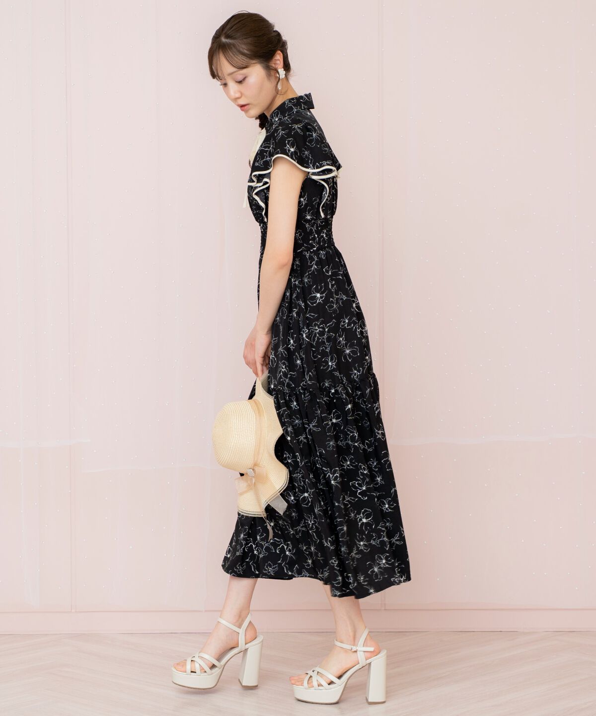 WILLSELECTION「ラインフラワーパイピングティアードワンピース」|ワンピース|